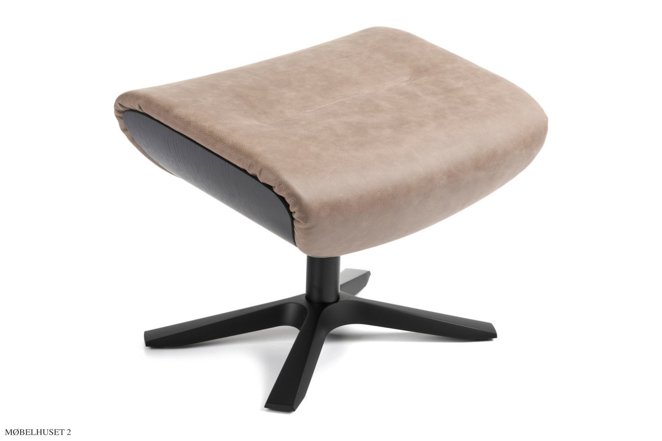 Afterwork fodskammel, Eg sortbejdset, Quattro x-fod sort aluminium, L�der | Grizzly Salvia 64 | Conform