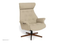 Air med indtr�kninger l�nestol, Helpolstret, Drejefod tr�/sort aluminium, Stof | Etna Beige 62 | Conform