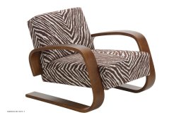 Armchair 400 \"Tank\" Sessel, Walnuss gebeizt | Zebra braun-wei� | Artek