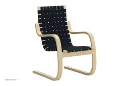 Armchair 406 Sessel, Birke/schwarz-blau Gurtband | Artek