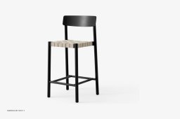 Betty TK12 & TK13 Thekenstuhl, TK12 - geflochtener Sitz, Esche schwarz lackiert, Naturleinen | &Tradition