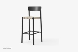 Betty TK15 & TK16 Barstuhl, TK15 - geflochtener Sitz, Esche schwarz lackiert, Naturleinen | &Tradition