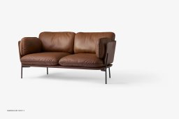 Cloud LN2 Sofa, Warm Black, Elmosoft anilinl�der cognac | &Tradition