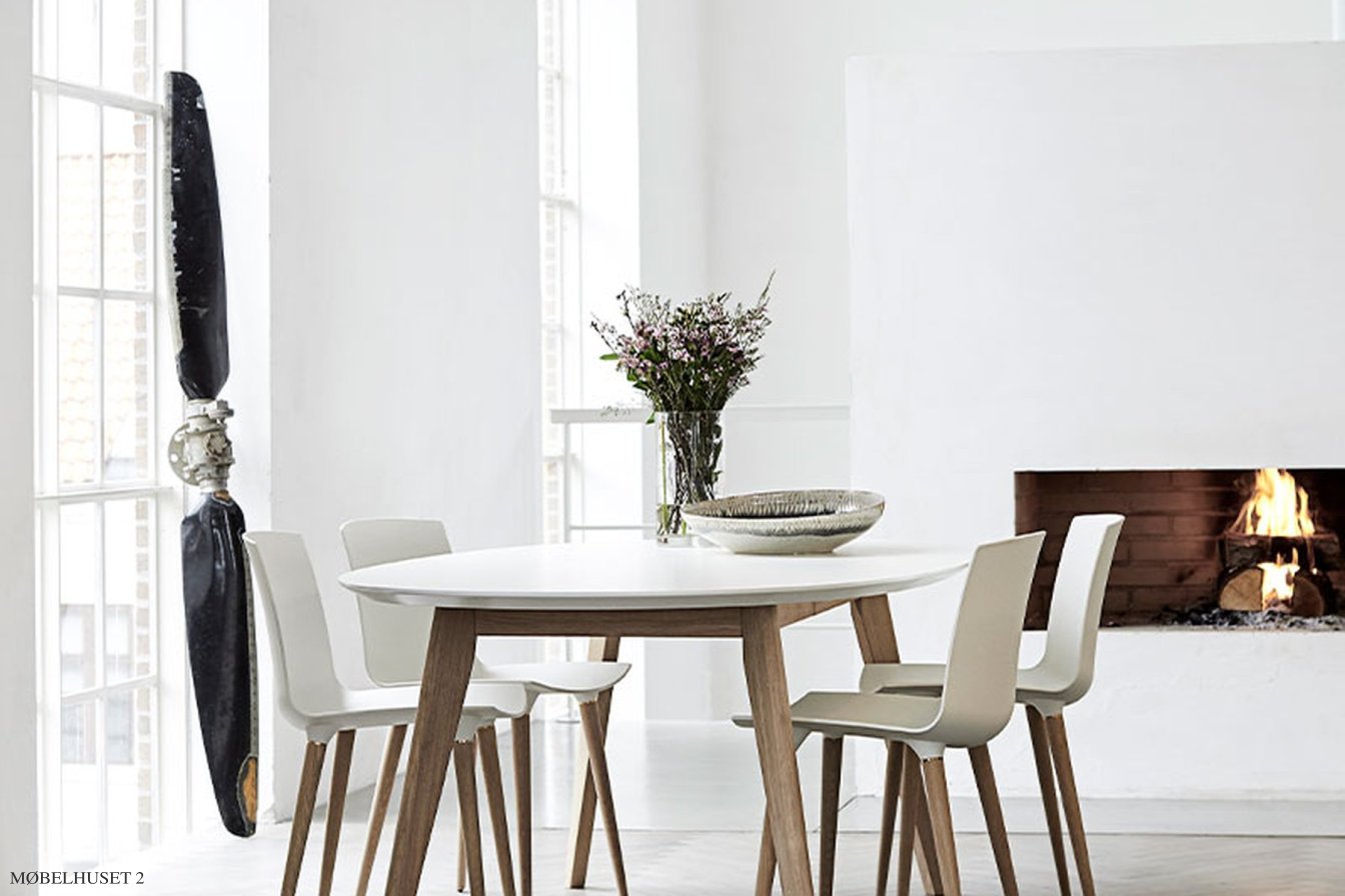 DK10 Udtr�ksbord laminat, Wei�es Laminat, Eiche geseift | Andersen Furniture