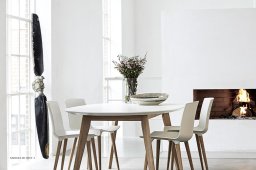 DK10 Udtr�ksbord laminat, Wei�es Laminat, Eiche geseift | Andersen Furniture