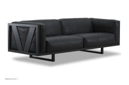 Frame Sofa, 3-Sitzer Standardleder schwarz, Eiche schwarz lackiert | Bernstorffsminde