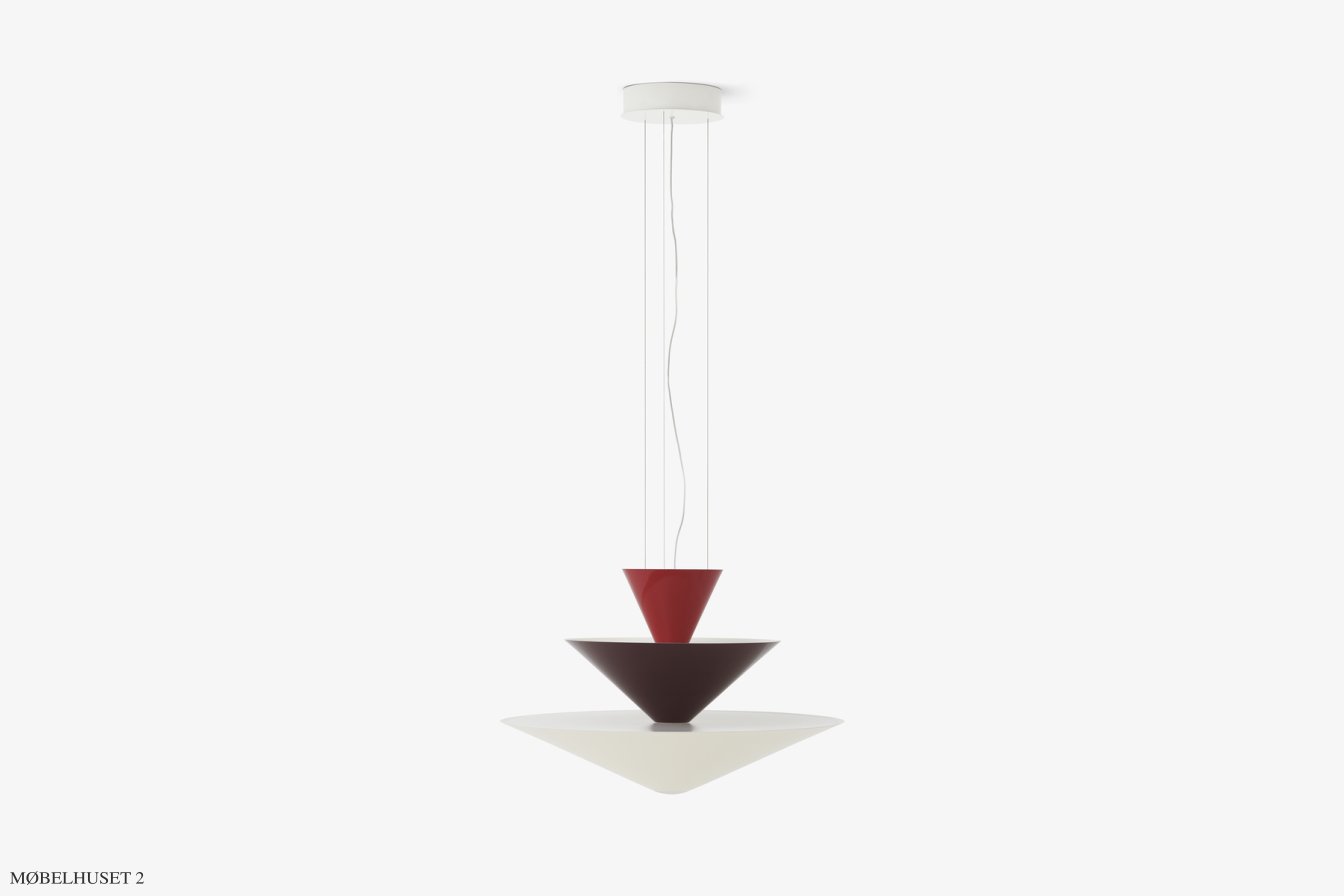 Gio LN14 & LN15 lysekrone, LN14 - �60 cm, Vermilion Red, Dark Burgundy & Ecru White | &Tradition