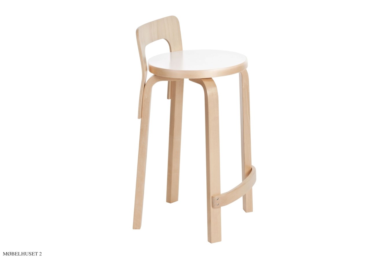High Chair K65 barstol, Birk/hvid laminat | Artek
