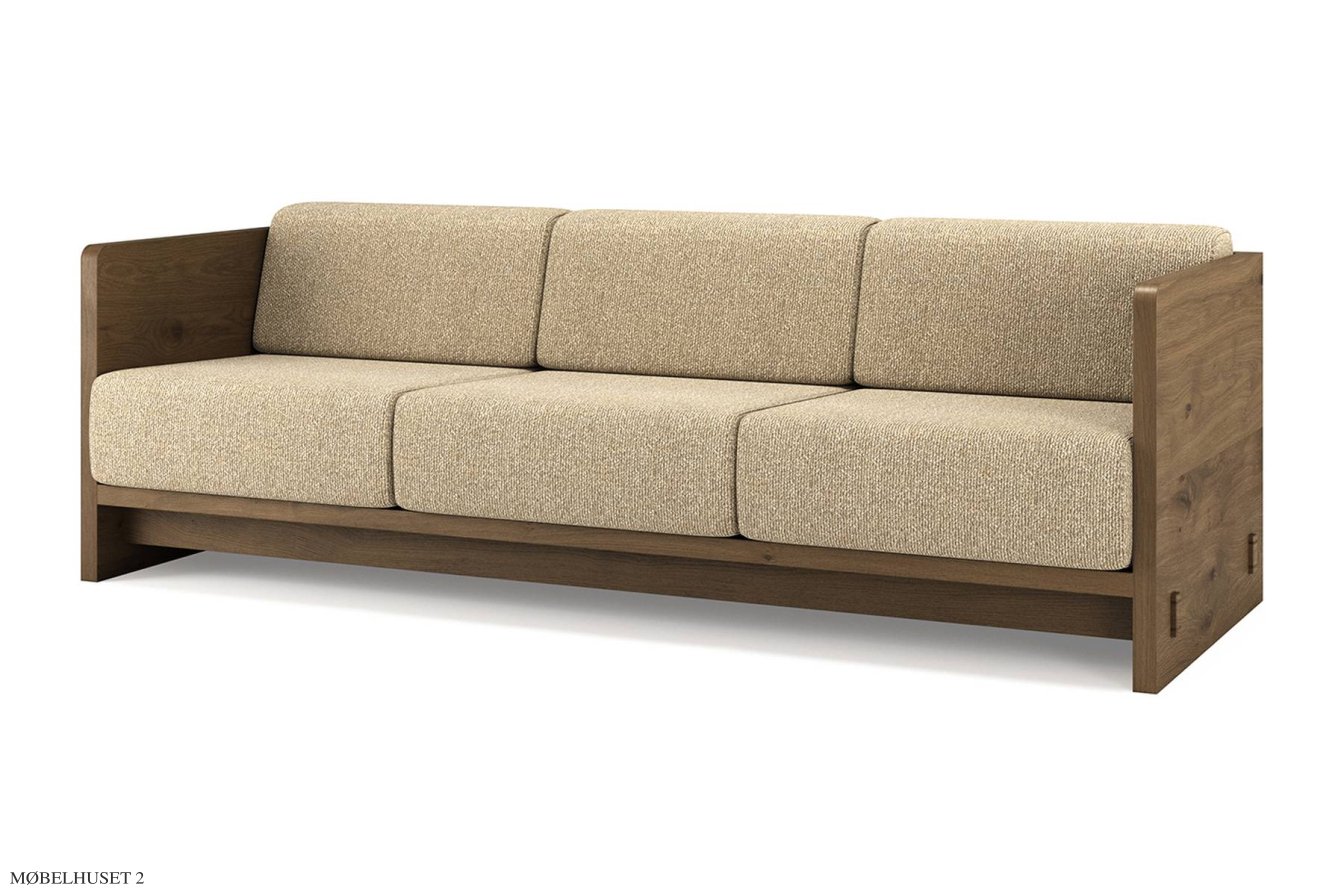 KARM Sofa, 3-Sitzer, R�uchereiche ge�lt, Stoff | Cream (Kvadrat Moss) | Brdr. Kr�ger