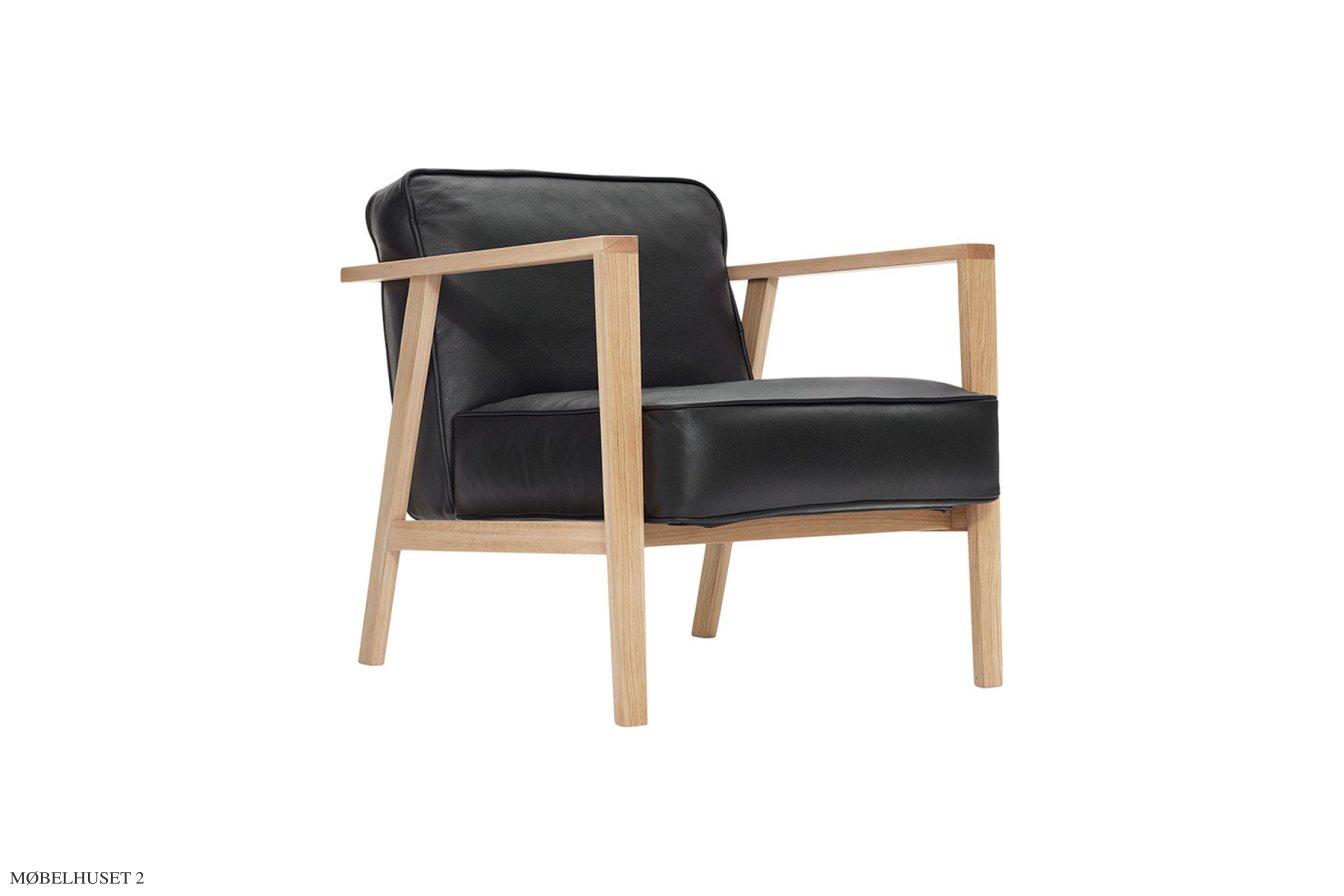 LC1 Loungestol, Eiche wei� pigmentiert matt lackiert, Leder schwarz | Andersen Furniture