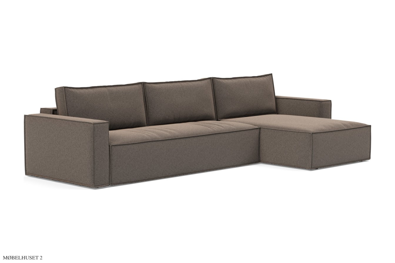 Newilla Schlafsofa mit Chaiselongue, Boucl� Taupe 530 | Innovation Living