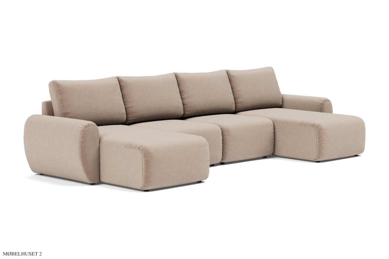 Norum U-Schlafsofa, Curve-Armlehnen, Esina Mocha 417 | Innovation Living