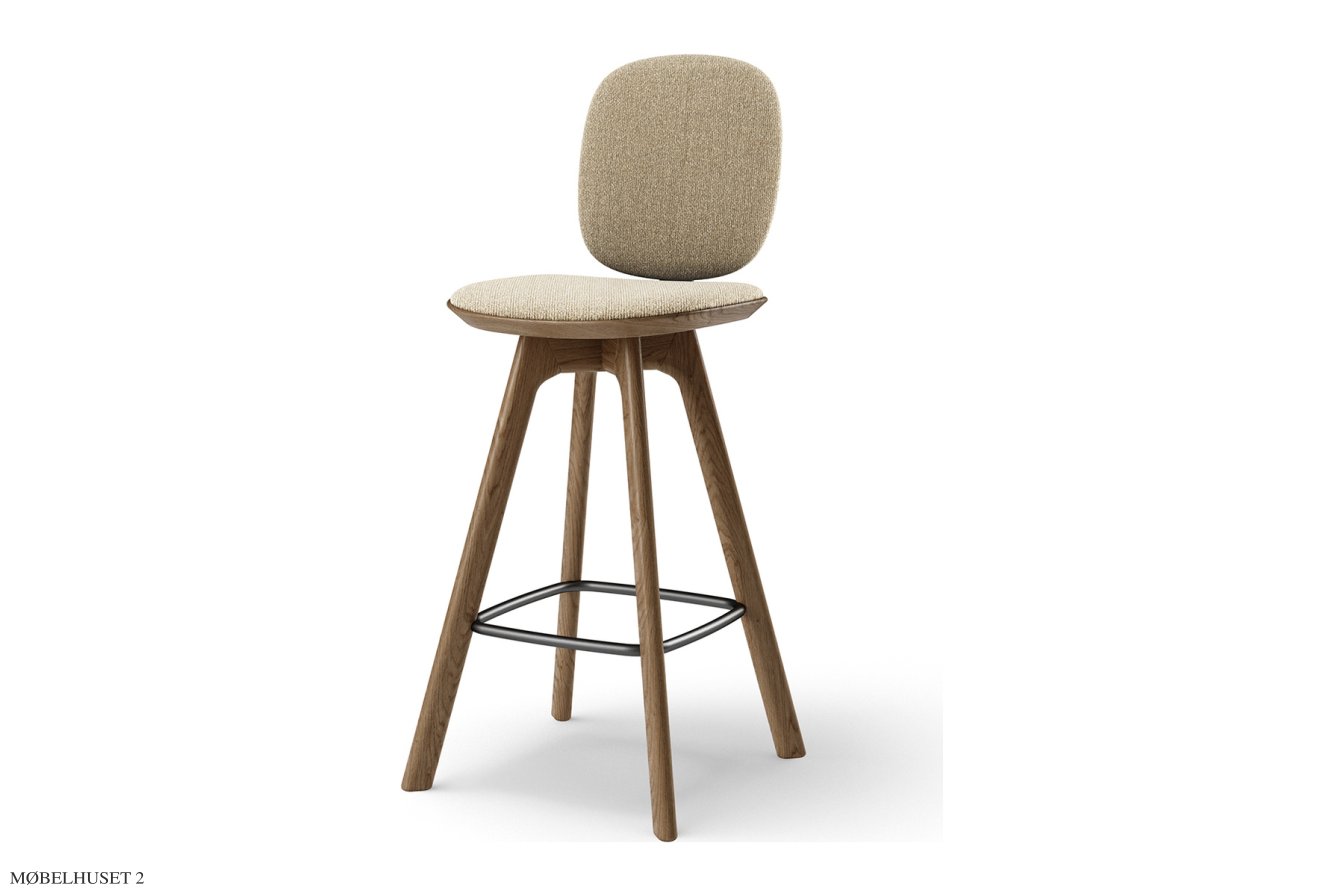 Pauline Comfort barstol, Thekenh�he 65 cm, Holzbeine, R�uchereiche ge�lt, Stoff | Cream (Kvadrat Moss) | Brdr. Kr�ger