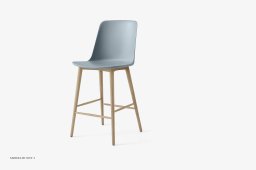 Rely HW128 Thekenhocker mit Kunststoffschale, Eiche lackiert, Light Blue | &Tradition