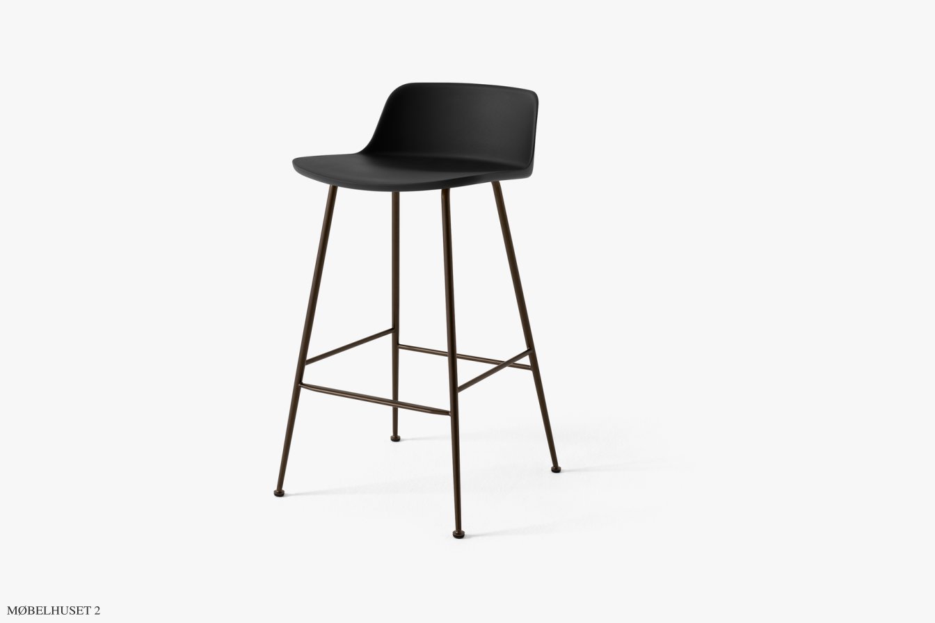 Rely HW81 Thekenhocker mit Kunststoffschale, Bronziert, Black | &Tradition
