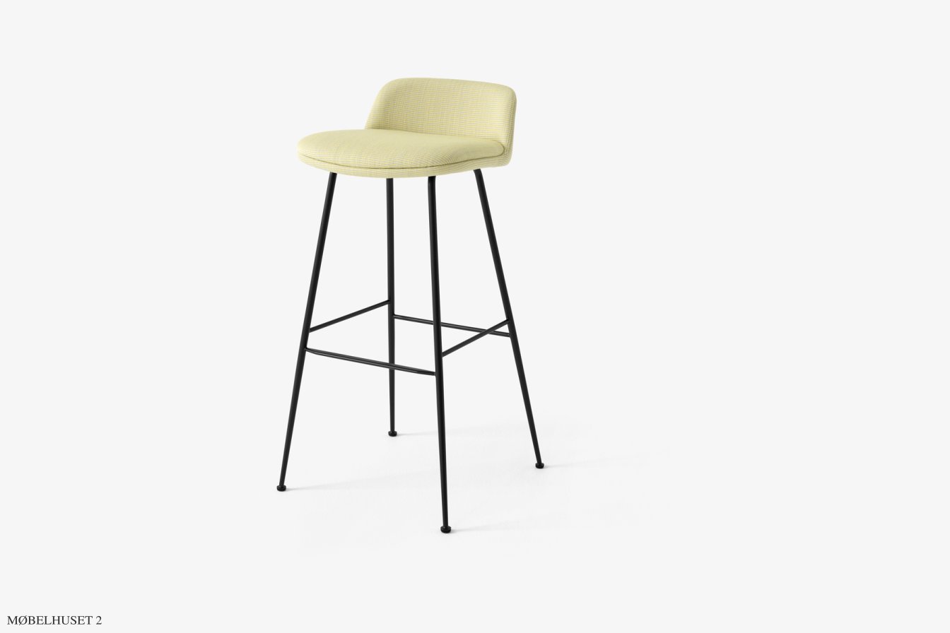 Rely HW89 Thekenhocker gepolstert mit Sitzkissen, Schwarz, Fuse 0421 | &Tradition