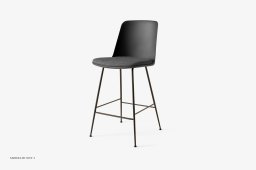 Rely HW92 Thekenhocker mit Kunststoffschale und Sitzkissen, Bronziert, Black, Re-Wool 198 | &Tradition