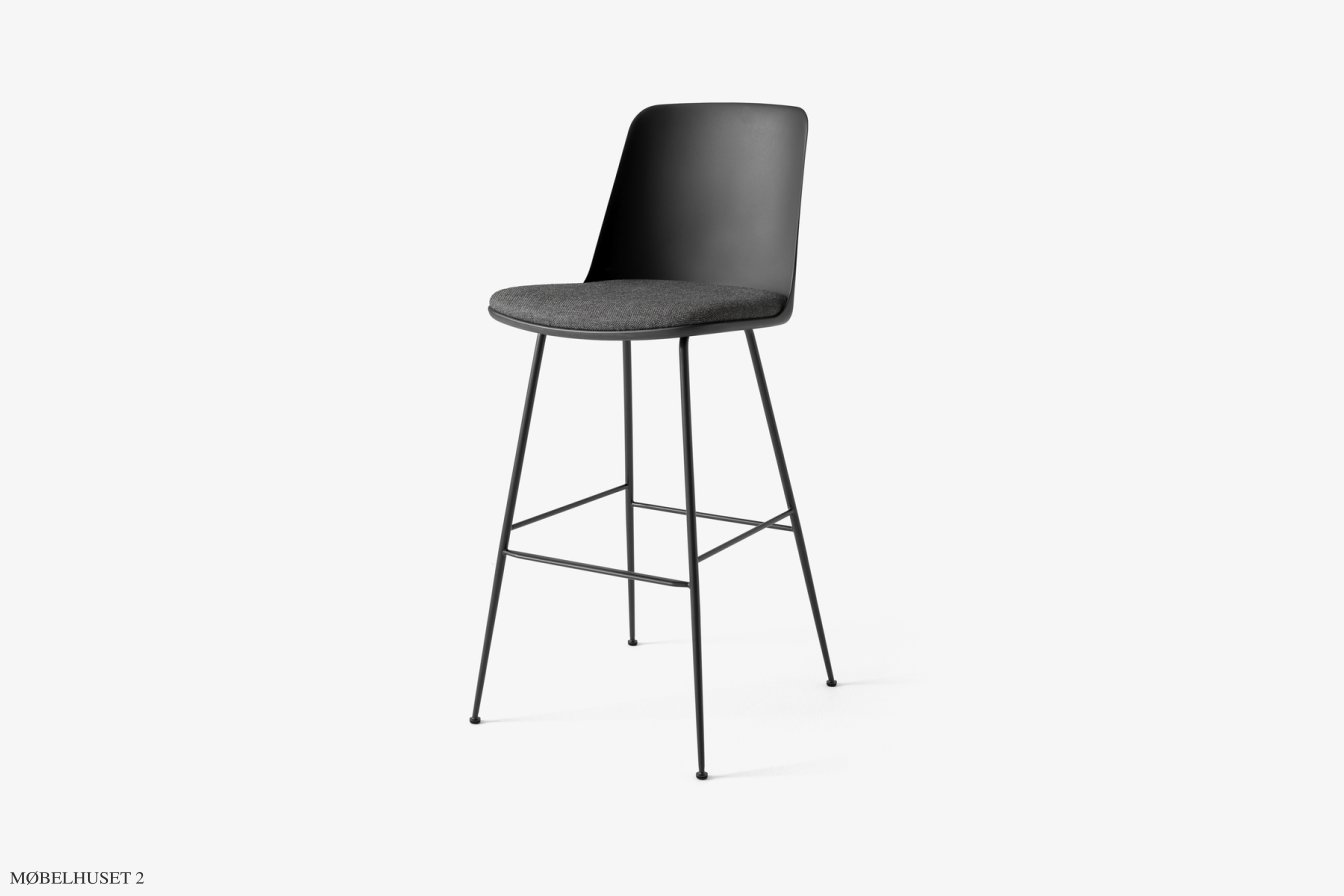Rely HW97 Thekenhocker mit Kunststoffschale und Sitzkissen, Bronziert, Black, Re-Wool 198 | &Tradition