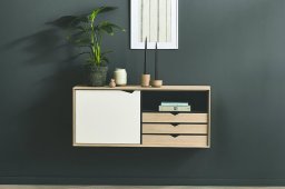 S2 Reol, 1 T�r + 3 Schalen – Alpino, Eiche geseift | Andersen Furniture