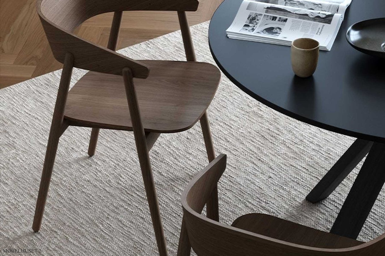 Space Bord rundt, �120 cm, Fenix Grigio Bromo, Eiche schwarz matt lackiert | Andersen Furniture
