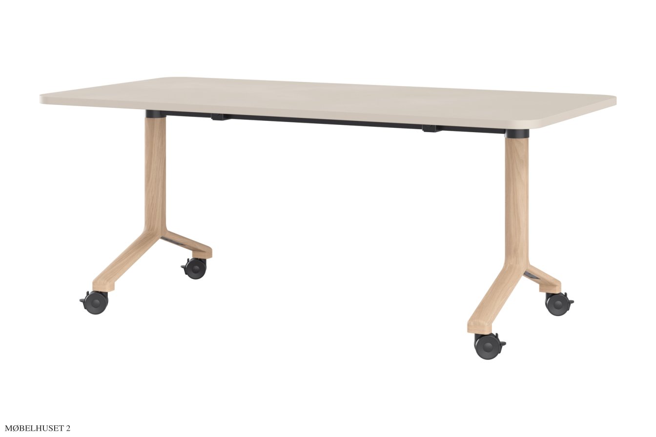Space Flip Bord, 180 x 90 cm, Linoleum Mushroom, Eiche wei� pigmentiert matt lackiert | Andersen Furniture