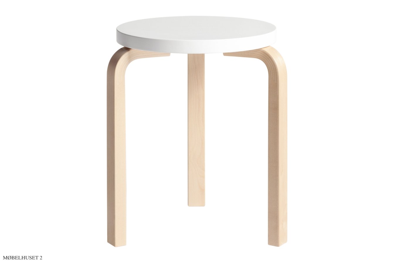 Stool 60 | Farve, Birk/hvid lakeret | Artek