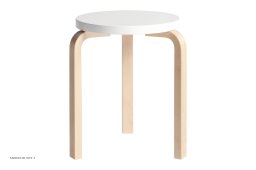 Stool 60 | Farve, Birk/hvid lakeret | Artek