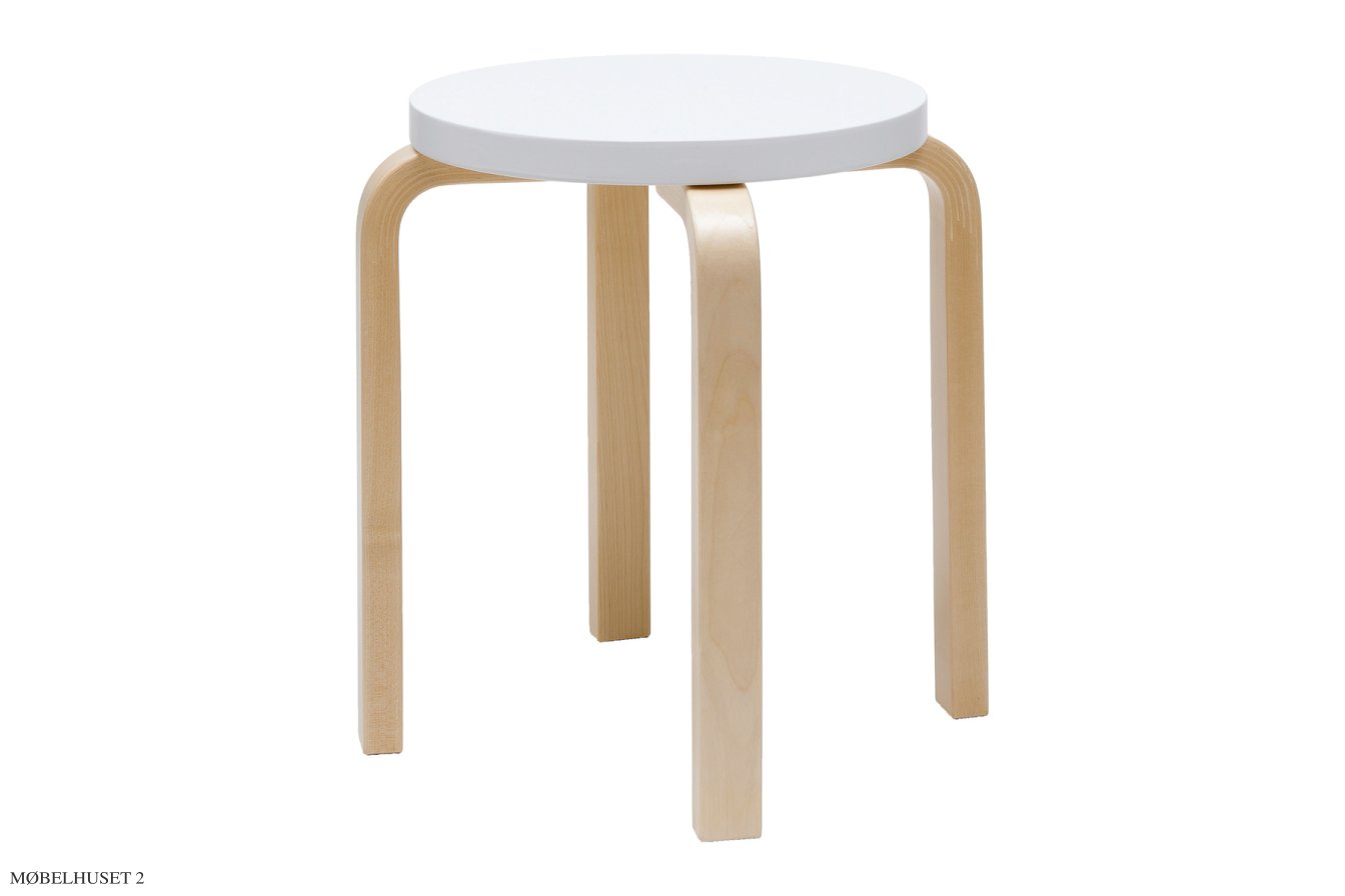 Stool E60 | Farve, Birk/hvid lakeret | Artek