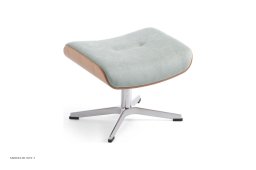 Timeout fodskammel, Eg lak, X-fod aluminium, Stof | Evita Ice 20 | Conform