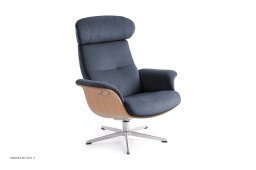 Timeout l�nestol, Eg lak, Drejefod aluminium, Stof | Evita Blueberry 40 | Conform