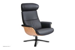 Timeout Large l�nestol, Eg lak, Quattro drejefod aluminium, L�der | Fantasy Black 89 | Conform