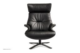 Afterwork 2 med regulerbar nakkest�tte l�nestol, Eg sortbejdset, Quattro drejefod sort aluminium, L�der | Fantasy Black 89 | Conform