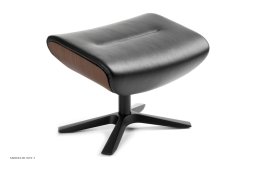Afterwork fodskammel, Valn�d, Quattro x-fod sort aluminium, L�der | Fantasy Black 89 | Conform