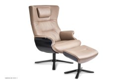 Afterwork l�nestol, Eg sortbejdset, Quattro drejefod sort aluminium, L�der | Sorrento Taupe 64 | Conform