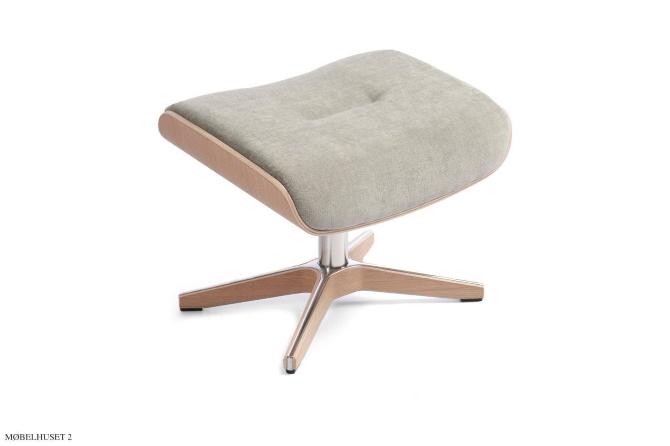Air fodskammel, Eg ubehandlet, X-fod tr�/aluminium, Stof | Velvety Stone 73 | Conform