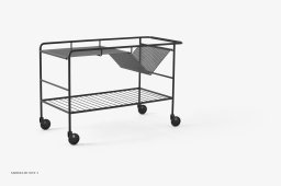Alima NDS1 Rollwagen, Matt black mit black leather handle Eiche | &Tradition