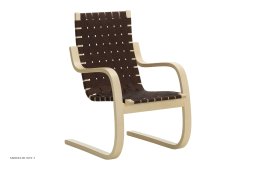 Armchair 406 Sessel, Birke/schwarz-braun Gurtband | Artek