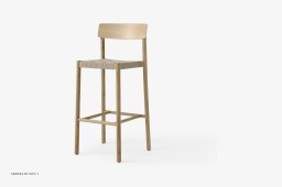 Betty TK15 & TK16 Barstuhl, TK15 - geflochtener Sitz, Eiche lackiert, Naturleinen | &Tradition