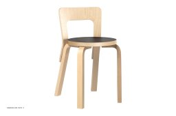 Chair 65 Esszimmerstuhl, Birke/schwarzes Linoleum | Artek