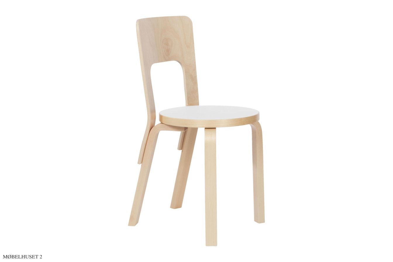 Chair 66 spisebordsstol, Birk/hvid laminat | Artek
