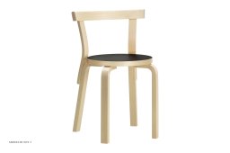 Chair 68 Esszimmerstuhl, Birke/schwarzes Linoleum | Artek