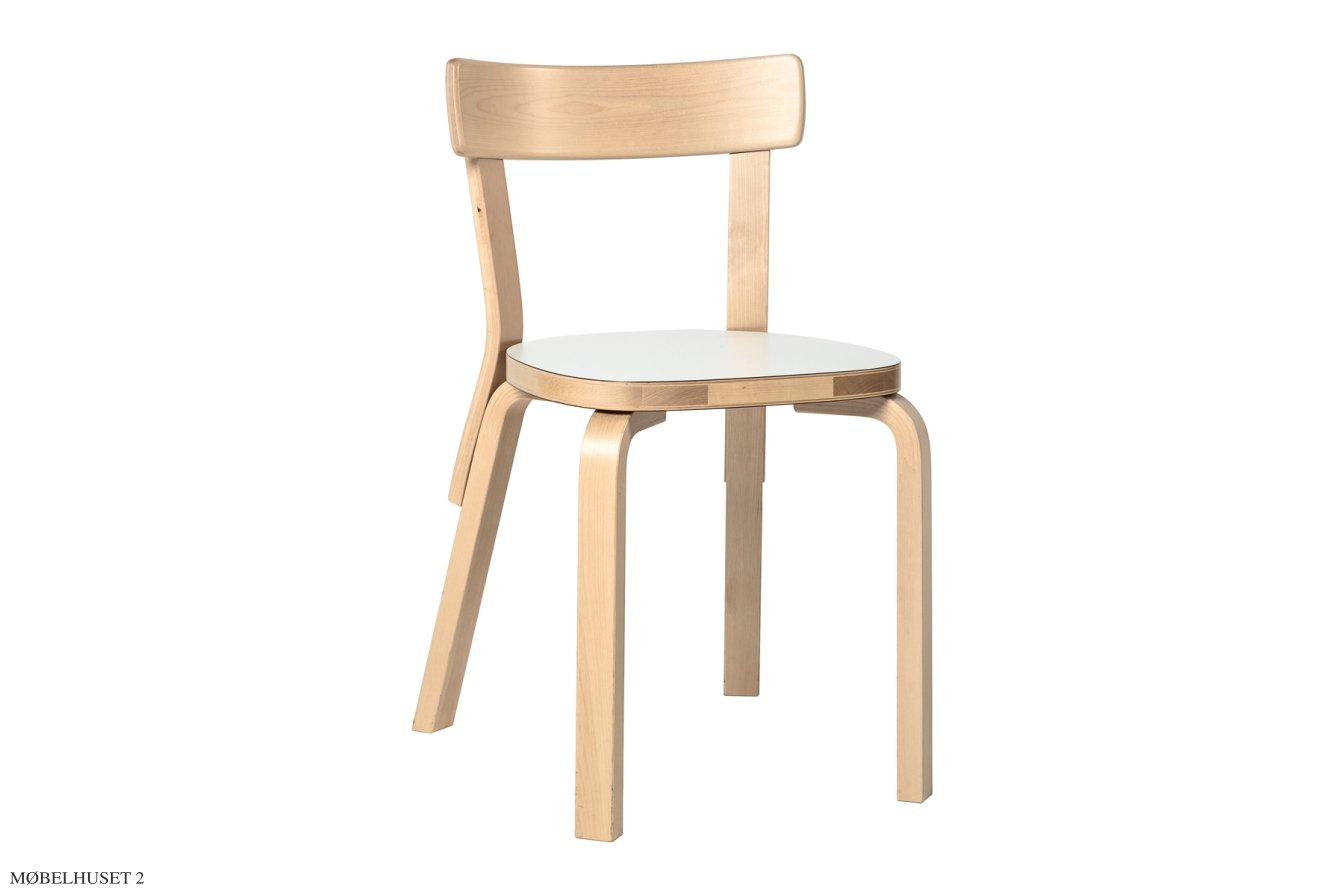 Chair 69 spisebordsstol, Birk/hvid laminat | Artek
