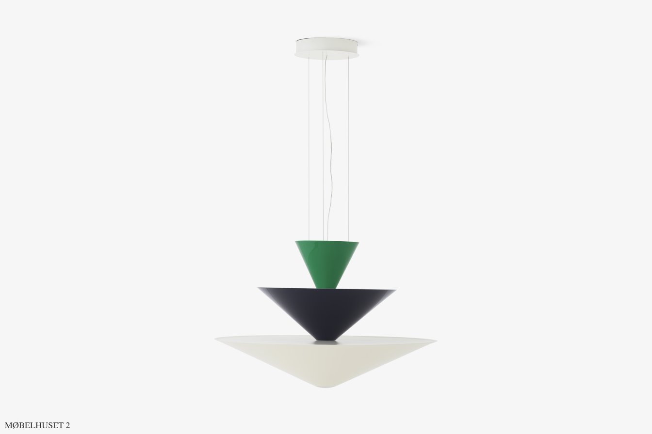 Gio LN14 & LN15 lysekrone, LN15 - �92 cm, Signal Green, Deep Blue & Ecru White | &Tradition