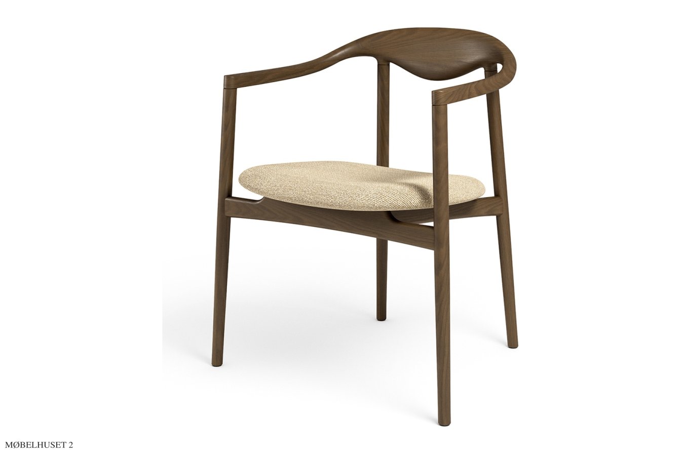 JARI Spisebordsstol, R�uchereiche ge�lt, Stoff | Cream (Kvadrat Moss) | Brdr. Kr�ger