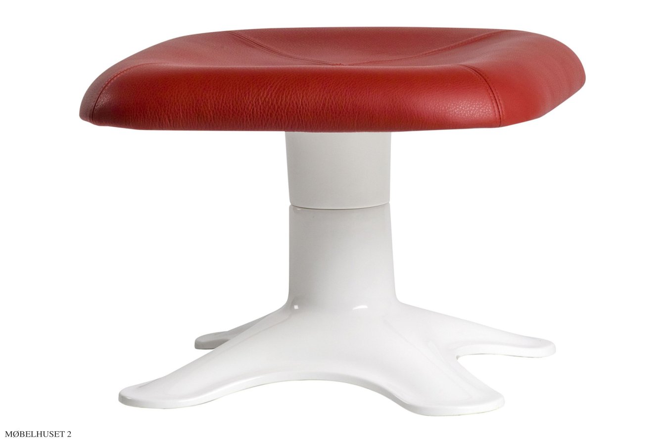 Karuselli Ottoman Hocker, Wei�/rot Prestige Leder | Artek