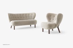 Little Petra VB2 Sofa, Walnuss ge�lt, Schaffell Moonlight | &Tradition