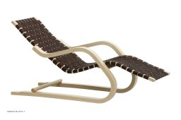 Lounge Chair 43 Chaiselongue, Birke/schwarz-braun Gurtband | Artek