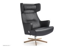 Myplace l�nestol, Drejefod tr�/aluminium, L�der | Fantasy Black 89 | Conform