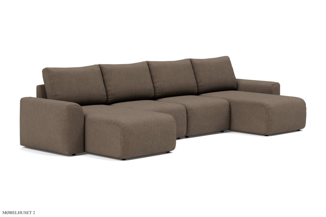 Norum U-Schlafsofa, Chunky-Armlehnen, Esina Cedar Brown 411 | Innovation Living
