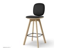 Pauline Comfort barstol, Thekenh�he 65 cm, Holzbeine, Eiche ge�lt, Leder | Black | Brdr. Kr�ger